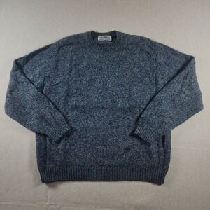 Antartex Scottish Wool Sweater Crewneck Blue Heather Knit Grandpa Vintage L